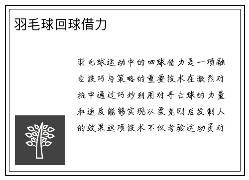 羽毛球回球借力